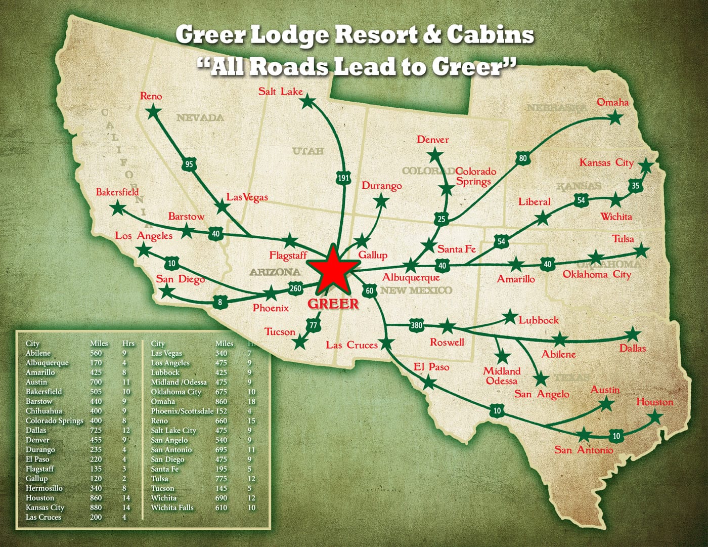 Greer Lodge Resort & Cabins Map